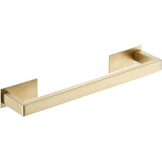 OEM (35,5 Cm) Toallero Autoadhesivo De Acero Inoxidable Para Ba&ntilde;o Con Barra Sencilla, Dise&ntilde;o Cuadrado En Oro Cepillado -crezuo