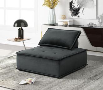 Anna 40 Black Velvet Armless Lounge Chair
