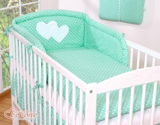 OEM Juego De Ropa De Cama De 3 Piezas 135x100 - Corazones Colgantes, Lunares Blancos Sobre La Ciudad