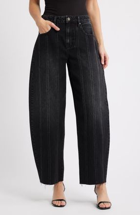 Hidden Jeans Seamed Ankle Barrel Leg Jeans in Black at Nordstrom, Size 27