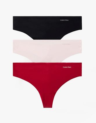 Calvin Klein Womens Calvin Klein Womens Invisible 3 Pack Thong Multi - Size: 14