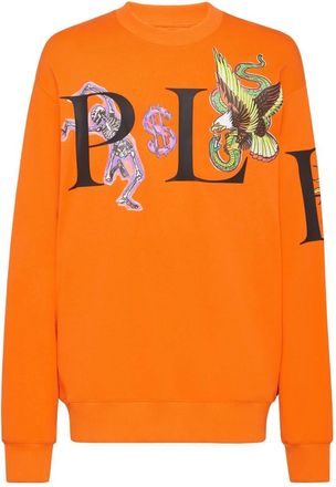 Philipp Plein Sweatshirt LS Tattoo - Heren - Sweatshirts - Oranje - 3XL - Katoen - Hoodies & sweatvesten