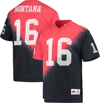 Mitchell & Ness Mens Mitchell & Ness Joe Montana Black/Red San Francisco 49ers Retired Player Name & Number Diagonal Tie-Dye V-Neck T-Shirt at Nordstrom, Size Medium