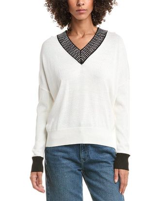 Karl Lagerfeld Karl Lagerfeld Embellished V-Neck Sweater