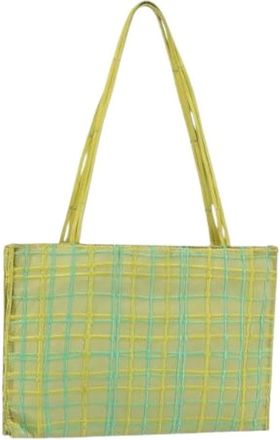 Bottega Veneta Pre-owned Shoulder Bags, female, Green, Size: ONE SIZE Pre-owned Nylon Shoulder Bag