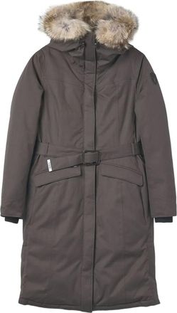 Nobis faux-fur hooded belted coat - Grey