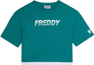 Freddy T-shirt cropped con inserto a contrasto e logo perlato