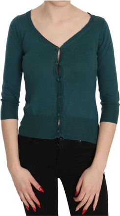 Pink Memories Blauw Groene Katoenen Vest Top - Dames - Vesten - Blauw - 2XS - Katoen - Truien & Vesten