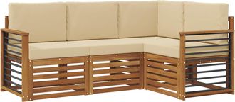 vidaXL Conjunto De Sof&aacute;s De Exterior 4 Uds. Natural Y Beige Poli&eacute;ster Vidaxl