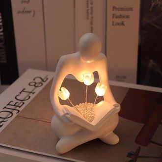 OEM Luz Nocturna, Luz De Lectura, L&aacute;mpara Con Forma De Tulip&aacute;n, Funciona Con Pilas, Estudio, Sala De Estar Y Oficina, Blanco, 7 X 6,3 X 11,5 Cm