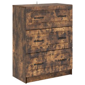 vidaXL Cajonera 66 X 34,5 X 87 Cm Madera De Ingenier&iacute;a Roble Ahumado Vidaxl