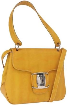Ferragamo Pre-owned Shoulder Bags, female, Yellow, Size: ONE SIZE Pre-owned Shoulder Bag