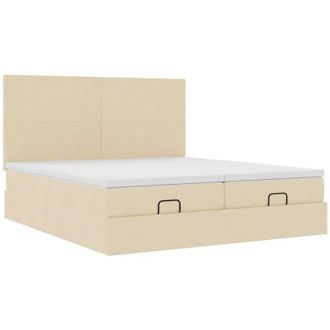 vidaXL Estructura De Cama Otomana Con Colchones Tela Crema 180x200cm Vidaxl