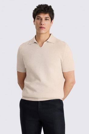 Moss Oatmeal Linen-blend Milano Skipper Polo Shirt
