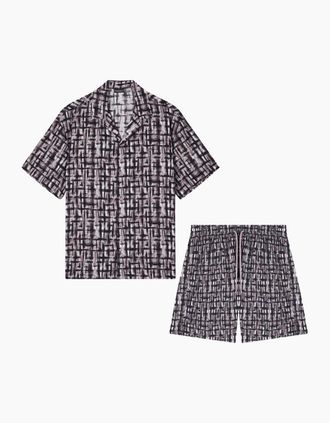 Emporio Armani Mens Woven Camo Shirt Set - Checkered Pattern - Size: XL