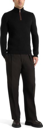 Mani&egrave;re De Voir Torin Quarter Zip Knit Jumper in Black at Nordstrom, Size Xx-Large