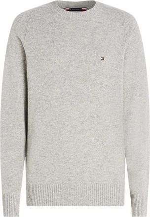 Tommy Hilfiger Wollen trui met ronde hals - Heren - Ronde hals truien - Grijs - XL - Wol - Truien & Vesten