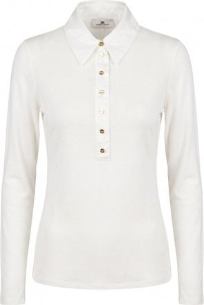 Elisabetta Franchi Long-Sleeved Knit Polo Shirt