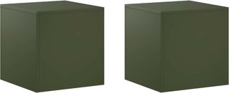 vidaXL Soporte De Plantas 2 Pcs Verde Oliva 40 X 40 X 40 Cm Acero Vidaxl