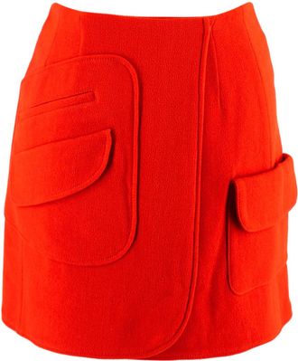 Dior Bright Orange Virgin Wool Mini Wrap Skirt Size XXS