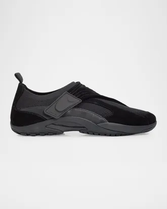 Lanvin Men & apos;s Mesh Knit and Leather Grip-Strap Sneakers