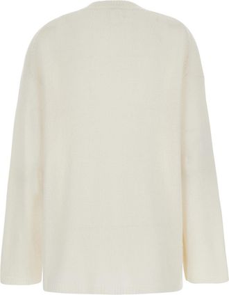 Allude Womens White Cashmere Relaxed Crewneck Sweater Tops Top