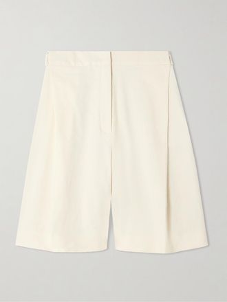 Tove Shorts In Misto Lino Con Pinces Bella - Bianco sporco