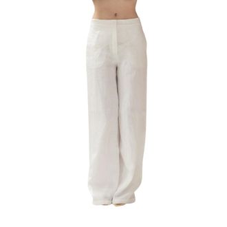 Max Mara Dames, Broeken, Wit, Maat: XL Linnen