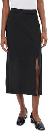 Eileen Fisher Petite Stretch Jersey Knit Full Length Straight Skirt With Slit Womens Skirt Black : PS (6P-8P), Lyocell/Spandex/Tencel