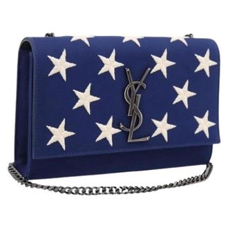 Saint Laurent Pre-owned Vintage Canvas Shoulder Bag - Dames - Pre-owned - Blauw - Maat: ONE Size