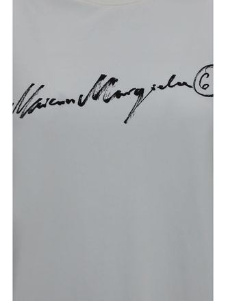 Maison Margiela Womens T-Shirt Central Print Off White Cotton T-Shirts & Jerseys