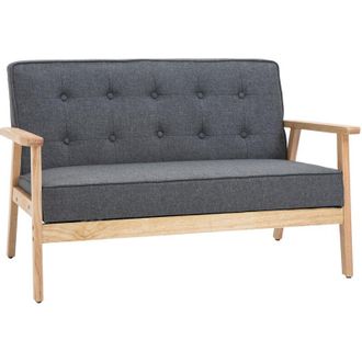 HOMCOM Homcom - Sof&aacute; De 2 Plazas Respaldo Y Asiento Acolchado Patas De Madera 113x67x78 Cm Gris