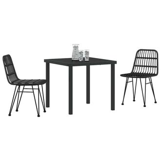 Berkfield Home Modern 3 Piece Garden Dining Set Black Poly Rattan