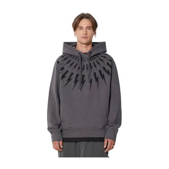Neil Barrett Fairisle Thunderbolt Hoodie - Heren - Sweatshirts & Hoodies - Grijs - Maat: M Katoen