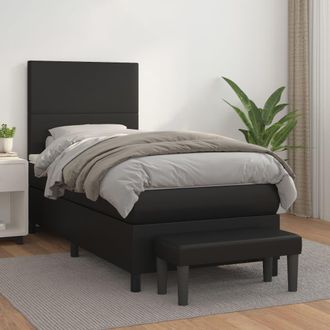 vidaXL Vidaxl - Cama Box Spring Con Colch&oacute;n Cuero Sint&eacute;tico Negro 80x200 Cm