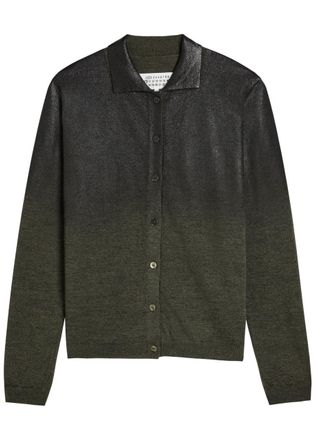 Maison Margiela Coated Wool-blend Cardigan - Dark Green - S (UK8-10 / S)