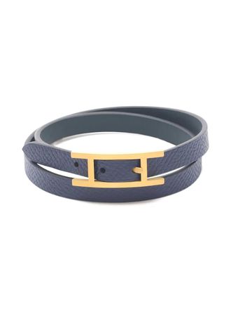 Herm&egrave;s 2010 Be Api double tour bracelet - unisex - Calf Leather - One Size - Blue