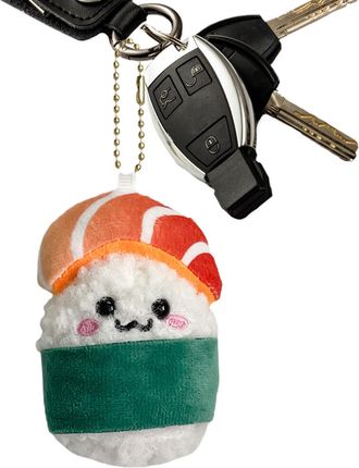 Generic Sushi Keyring - Cute Novelty Charm, Plush Salmon Doll, Funny Bag Tag | Unique kwai Rice Ball Character Detail, Playful Lightweight Pocket Ornament For