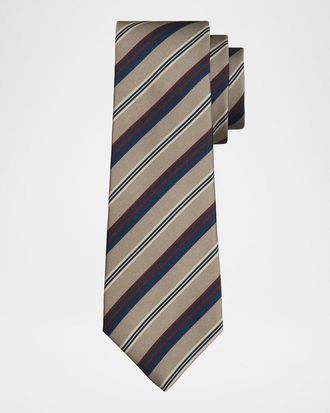 Kiton Men & apos;s Silk Variegated Stripe 7-Fold Tie