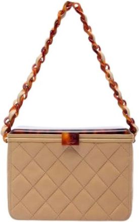 Chanel Pre-owned Vanity Bag - Dames - Vintage Handtas - Beige - ONE Size - Leer - Vintage