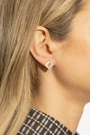 Fendi Logo-shaped Earrings, Womens, Gold