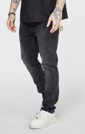 Siksilk Denim ajustado lavado negro para hombre SikSilk XXL