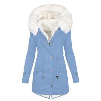 Generic Winter Coats for Women UK Ladies Thickened Warm Fleece Lined Overcoat Outerwear Plus Size Full Zip Hooded Parka Jacket Padded Coat with Faux Fur Trim 