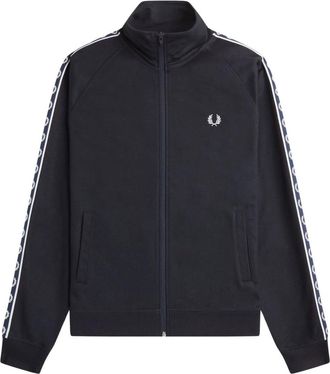Fred Perry Contrastlint Tracktop - Heren - Vesten met rits - Blauw - 3XL - Katoen - Hoodies & sweatvesten