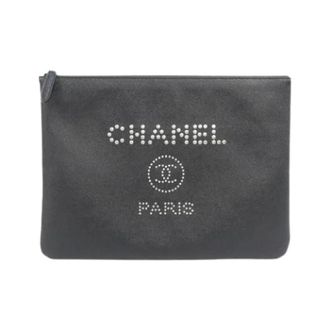 Chanel Pre-owned Clutch Pouch - Dames - Pre-owned - Zwart - Maat: ONE Size Leer