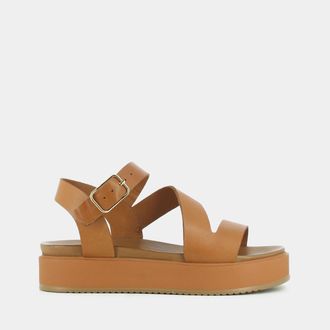 Jonak Leren sandalen Isaure, dikke zool