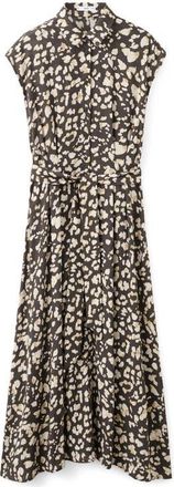 Mango Printed Tie Belt Shirtdress in Brown at Nordstrom, Size 4