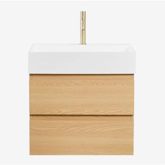 Sklum Conjunto De Mueble De Ba&ntilde;o En Madera Y Chapa De Fresno Con Lavabo Integrado Ona Sklum