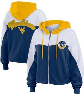 WEAR by Erin Andrews Womens WEAR by Erin Andrews Navy West Virginia Mountaineers Color-Block Full-Zip Hoodie at Nordstrom, Size Small