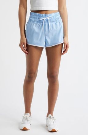 Rip Curl Smocked High Waist Drawstring Shorts in Light Blue at Nordstrom, Size Xx-Small